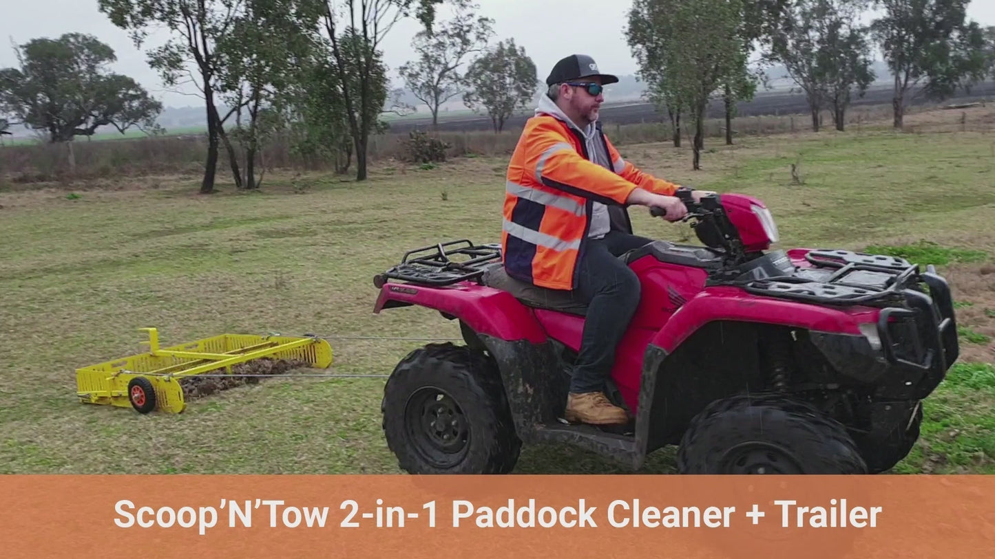 Scoop'N'Tow 2-in-1 Manure Scooper / Paddock Field Cleaner + Trailer