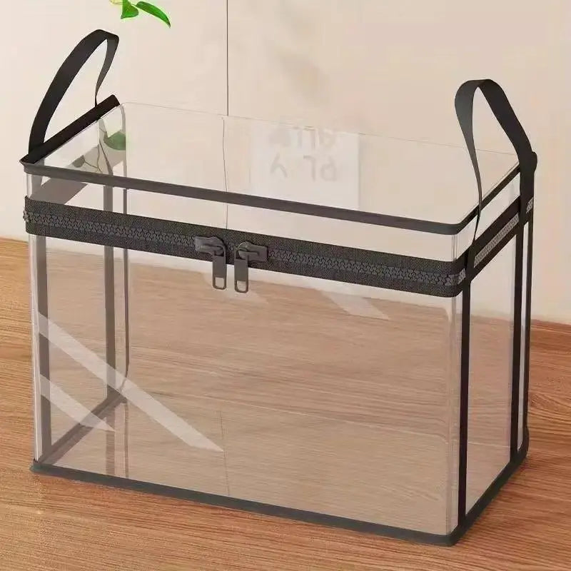 Large Clear Plastic Storage Box with Zipper Lid