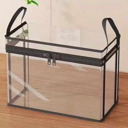 Large Clear Plastic Storage Box with Zipper Lid