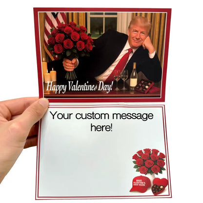 Trump Valentines Card - Funny Card for Republicans on Valentines Day with Red Roses and Wine Bottle Design