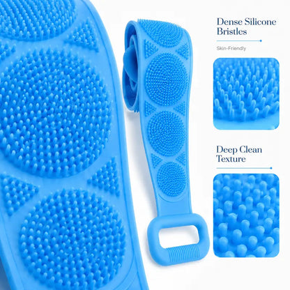 2-in-1 Silicone Bath Scrubber & Long Handle Body Brush