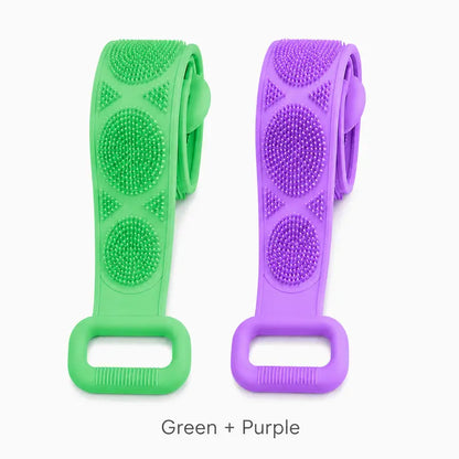 2-in-1 Silicone Bath Scrubber & Long Handle Body Brush