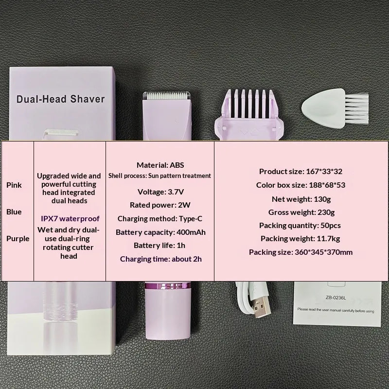 Electric Epilator Womens Dual-Head Hair Remover With LCD Display
