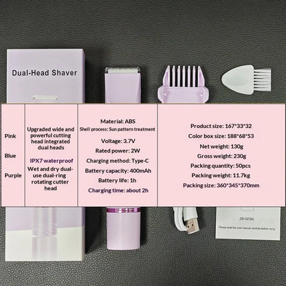 Electric Epilator Womens Dual-Head Hair Remover With LCD Display