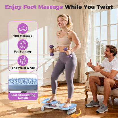 UPGO Slim Waist Twister – 330 lb Silent Core Workout Board for Women, Home Ab Trainer (Blue)