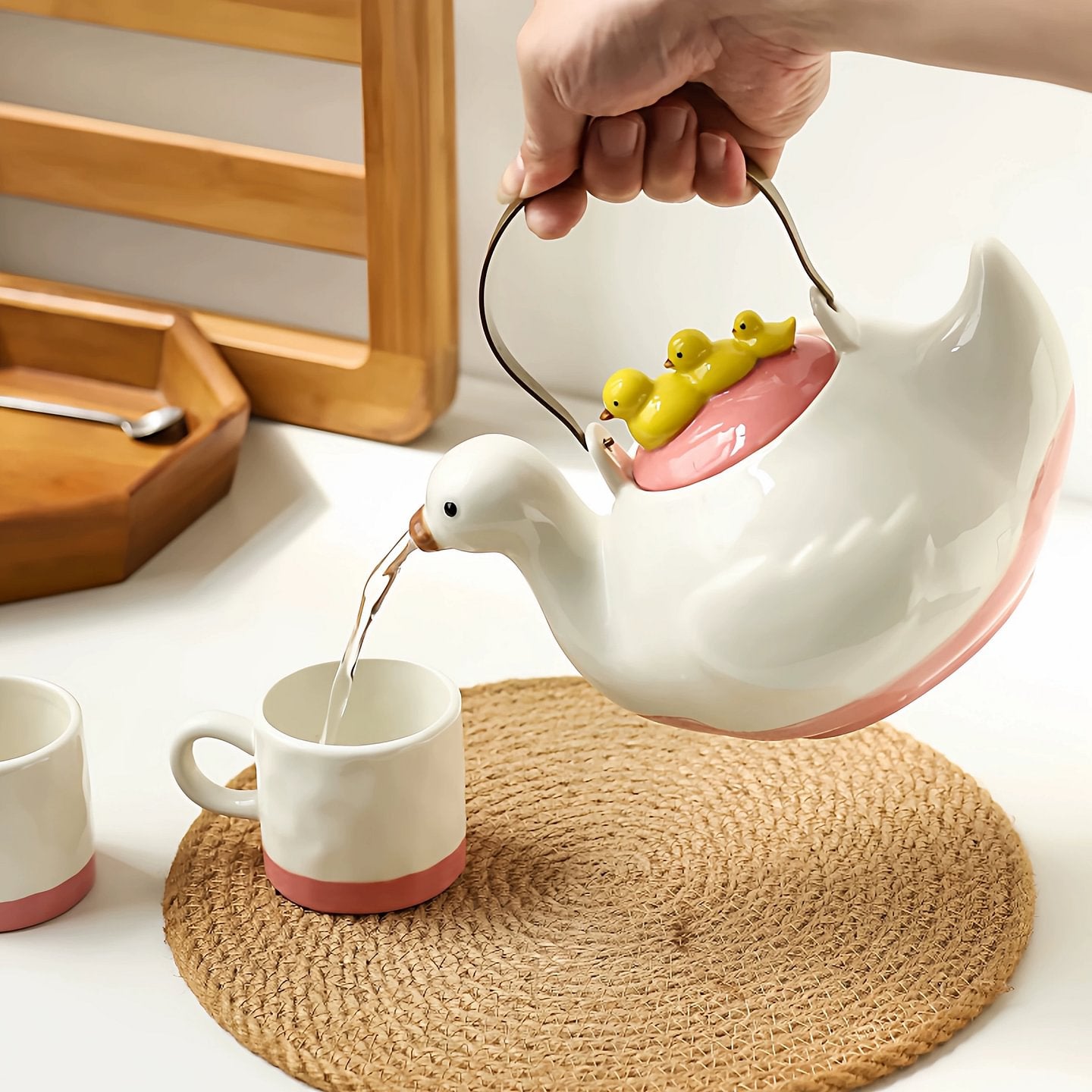 Cute Duck Ceramic Teapot Set - Portable Health Teapot for Home & Housewarming Gift