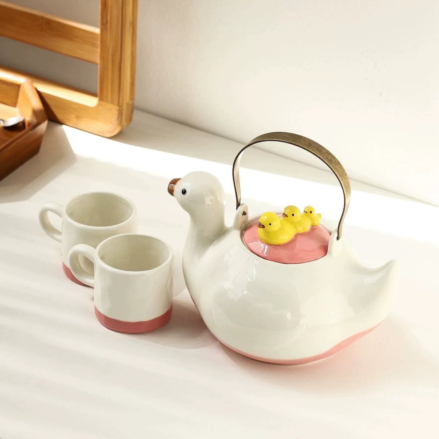 Cute Duck Ceramic Teapot Set - Portable Health Teapot for Home & Housewarming Gift