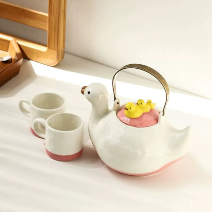Cute Duck Ceramic Teapot Set - Portable Health Teapot for Home & Housewarming Gift