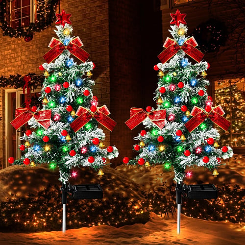 Last Day Promotion!🎄Solar Christmas Tree Stake Light-Air Express Transport✈️Limited Stock!