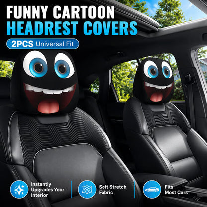 Car Headrest Covers (Set of 2) | Stretchy Universal Fit for All Vehicles