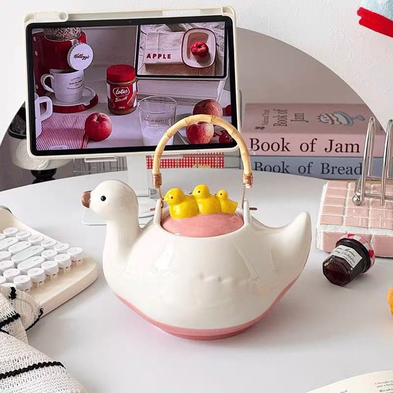 Cute Duck Ceramic Teapot Set - Portable Health Teapot for Home & Housewarming Gift