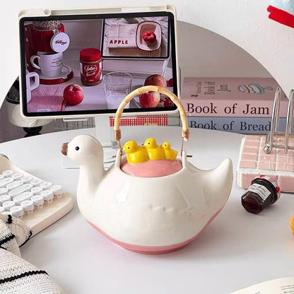 Cute Duck Ceramic Teapot Set - Portable Health Teapot for Home & Housewarming Gift
