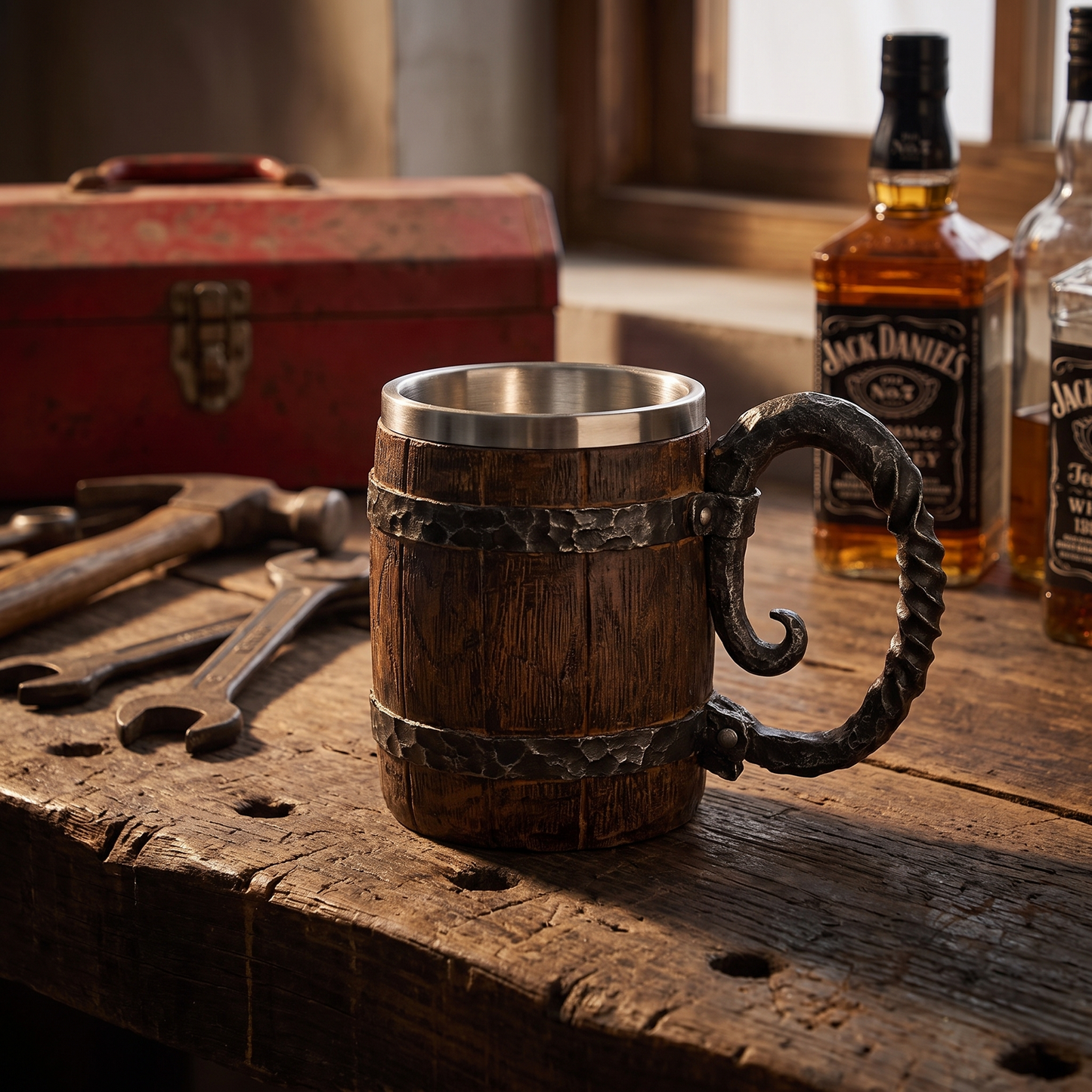 Rustic Viking Beer Mug – Stainless Steel Tankard