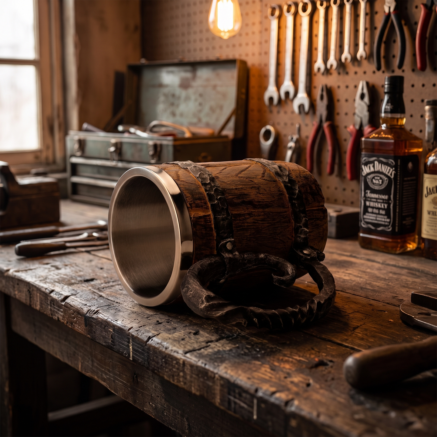 Rustic Viking Beer Mug – Stainless Steel Tankard