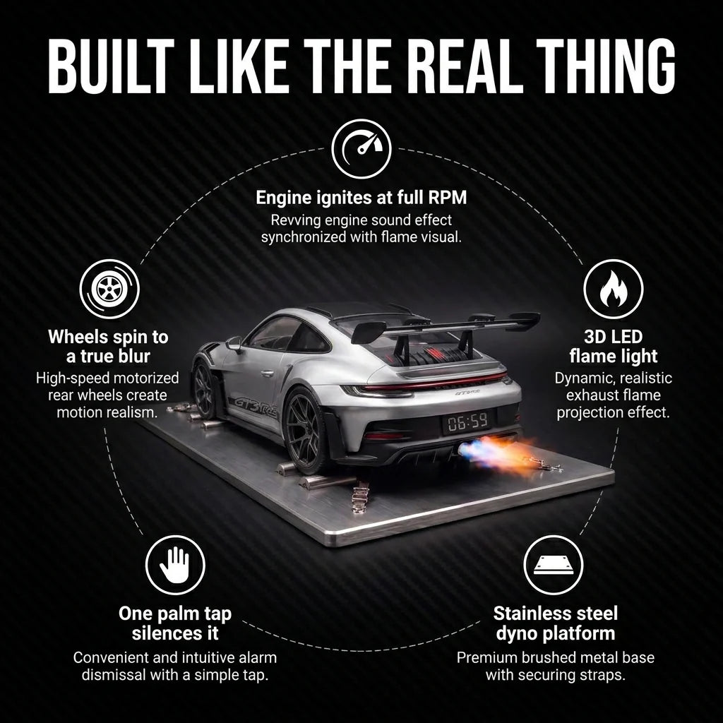 Realistic Sports Car Digital Alarm Clock with LED Display