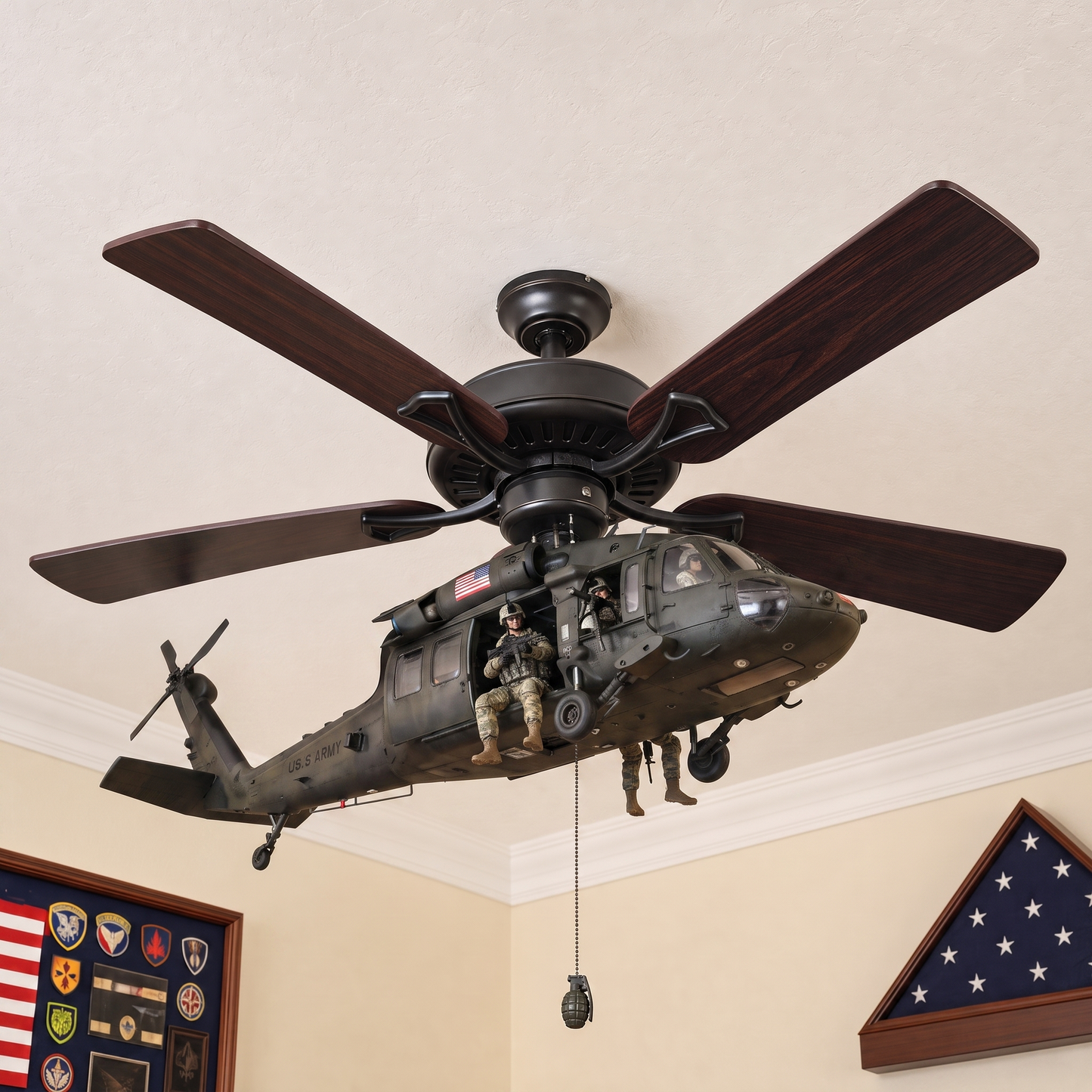 RotorStrike ceiling Fan Helicopter Attachment