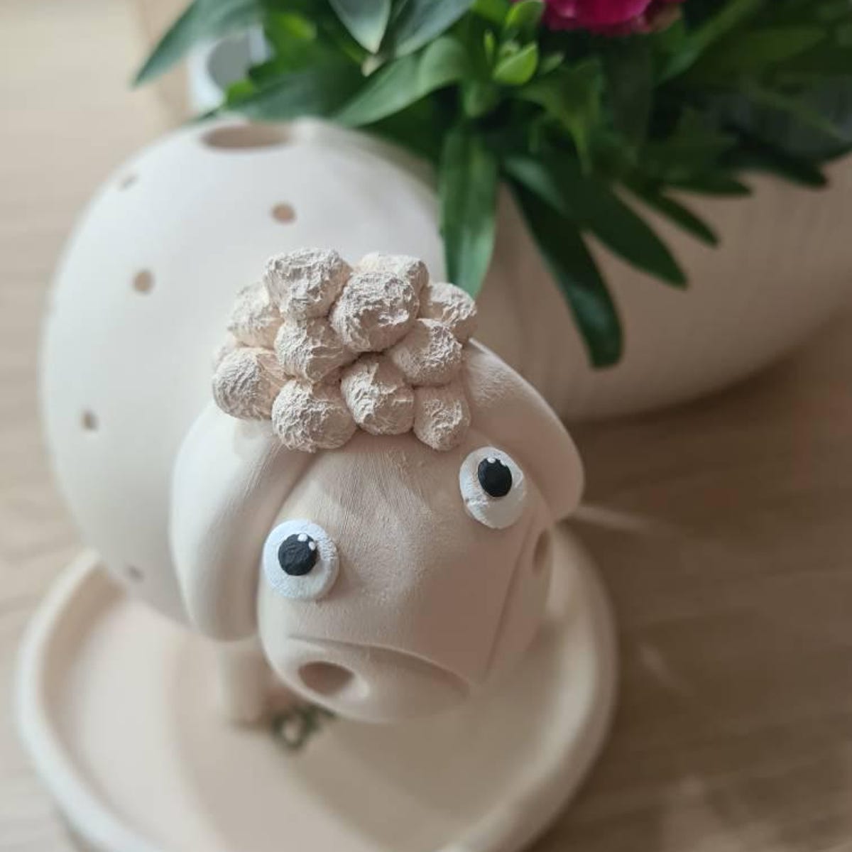 Mini Ceramic Plate for Sheep shaped micro-greening ceramic pot Chia-ko 4pcs