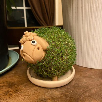 Mini Ceramic Plate for Sheep shaped micro-greening ceramic pot Chia-ko 4pcs