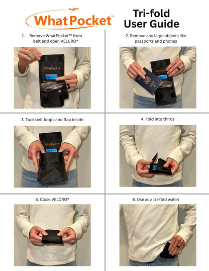 Ultralight Travel Wallet and Money Belt, Converts to Trifold, WhatPocket