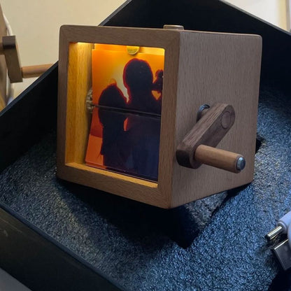 Custom Photo Flipbook Frame Animation Machine Mechanical Hand-cranked Flipbook Box Photo Album with Light Black Walnut Anniversary Gifts