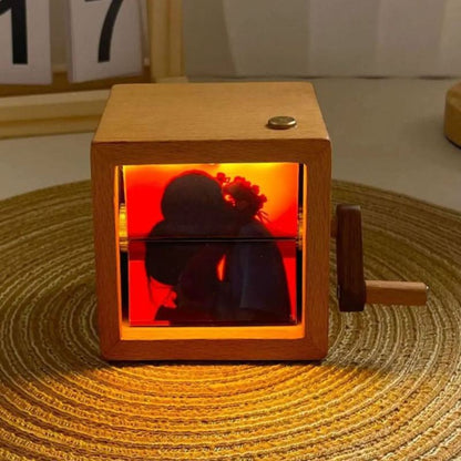 Custom Photo Flipbook Frame Animation Machine Mechanical Hand-cranked Flipbook Box Photo Album with Light Black Walnut Anniversary Gifts