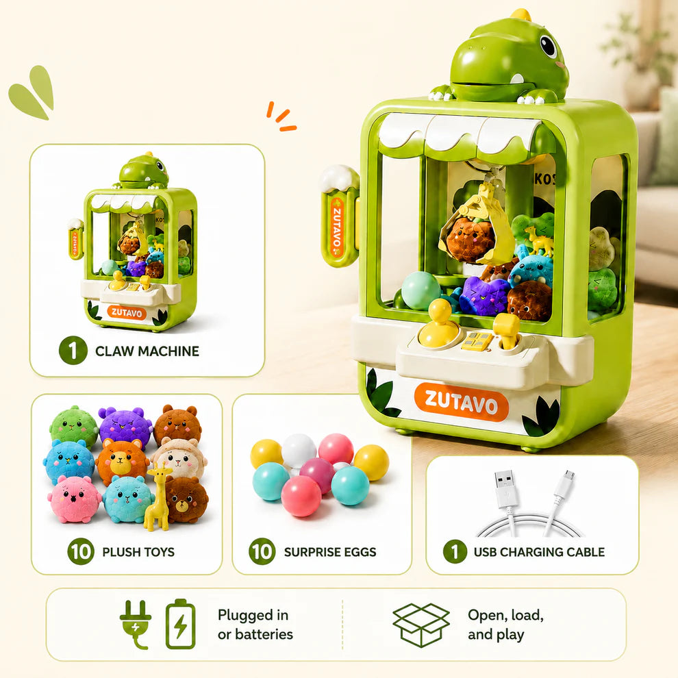 USB Rechargeable Claw Machine Toy with Plush Toys