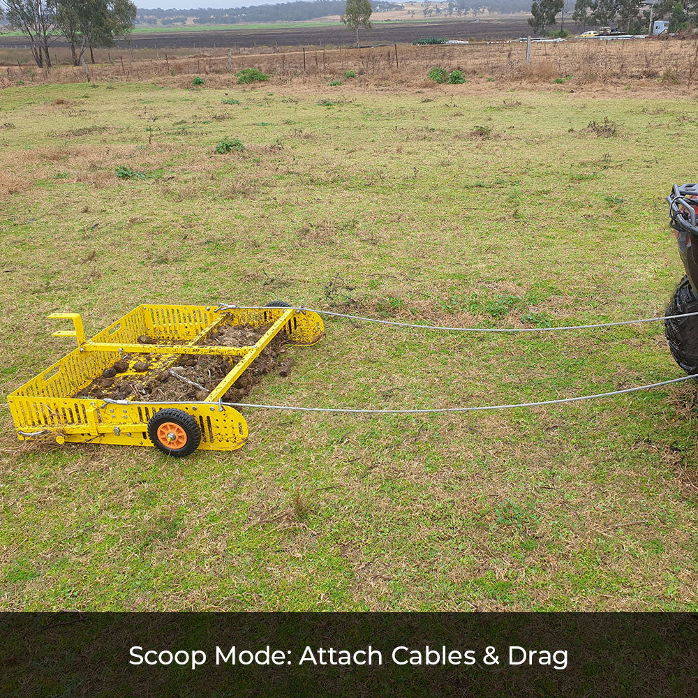 Scoop'N'Tow 2-in-1 Manure Scooper / Paddock Field Cleaner + Trailer