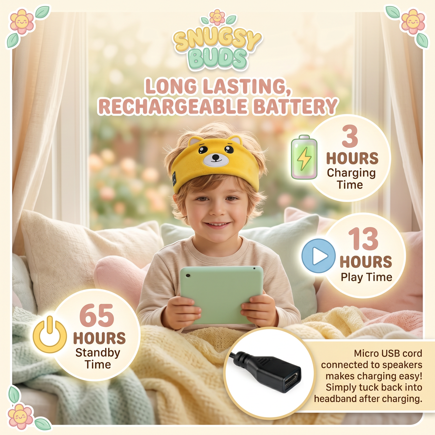 Kids Bluetooth Headband Headphones – Soft Sleep Mask Music Headwear