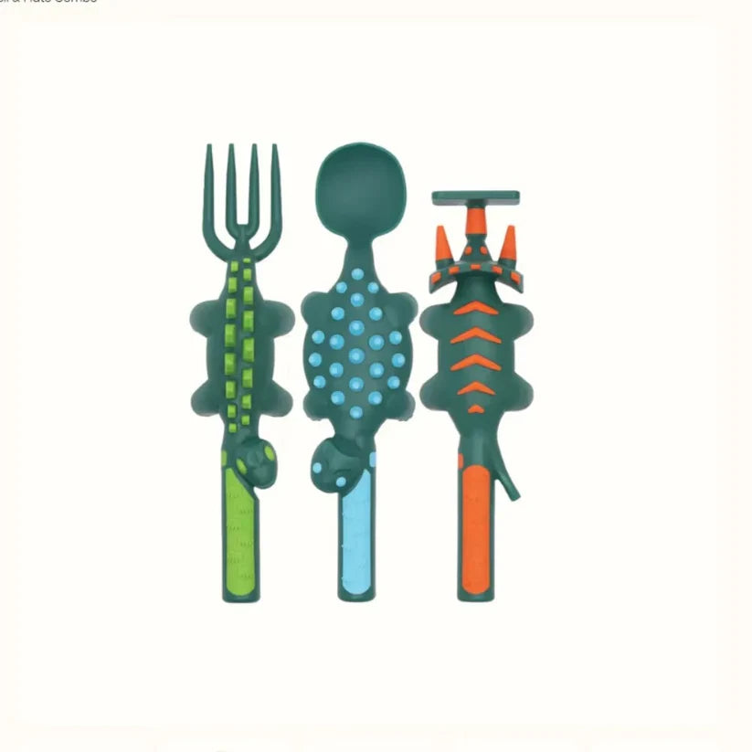 Dino Dining Set – Dinosaur Kids Plate & Utensil Set for Fun, Independent Mealtimes