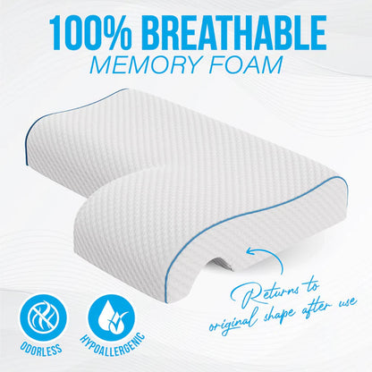 Mars Wellness Memory Foam Cuddle Pillow - Ergonomic Anti Pressure Couples Pillow with Arm Hole - Great for Cuddling, Neck & Shoulder Pain, Side Sleepers - Default Title