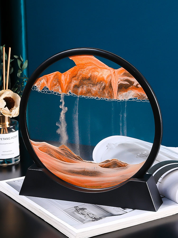 Moving Sand Art Picture Round Glass 3D 7/12inch