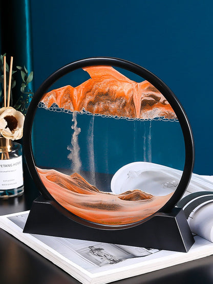 Moving Sand Art Picture Round Glass 3D 7/12inch