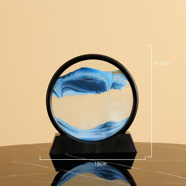 Moving Sand Art Picture Round Glass 3D 7/12inch