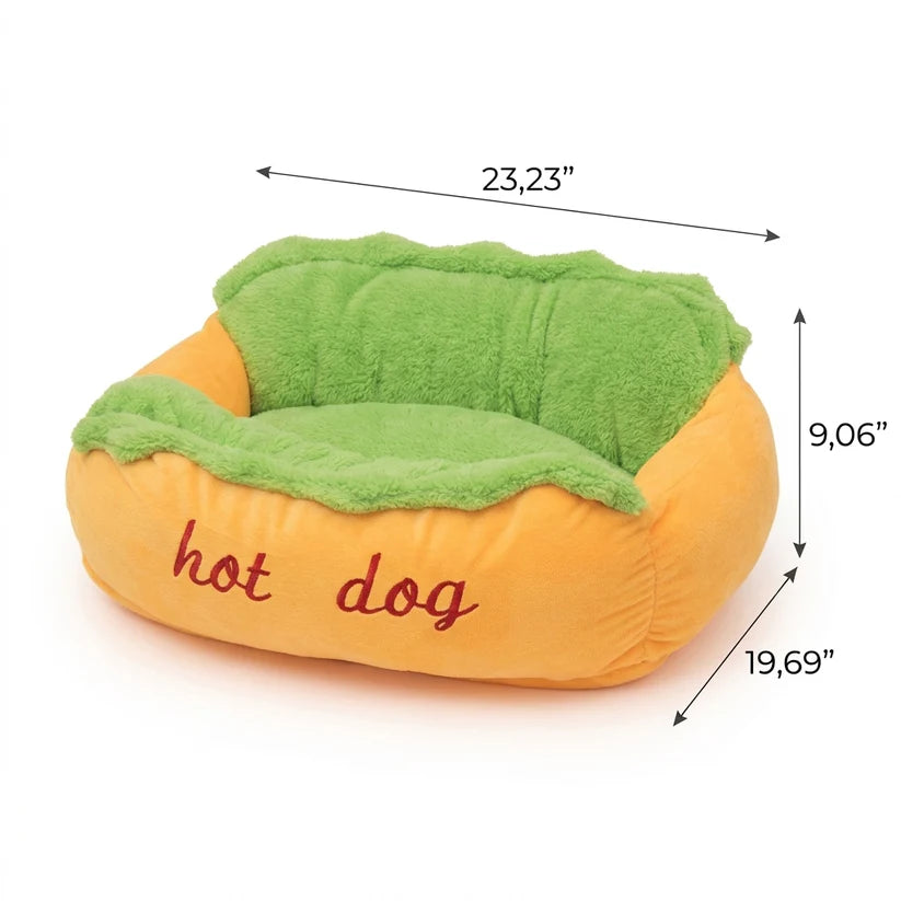 Plush Hotdog Pet Bed for Dogs & Cats with Soft Cushioned Comfort