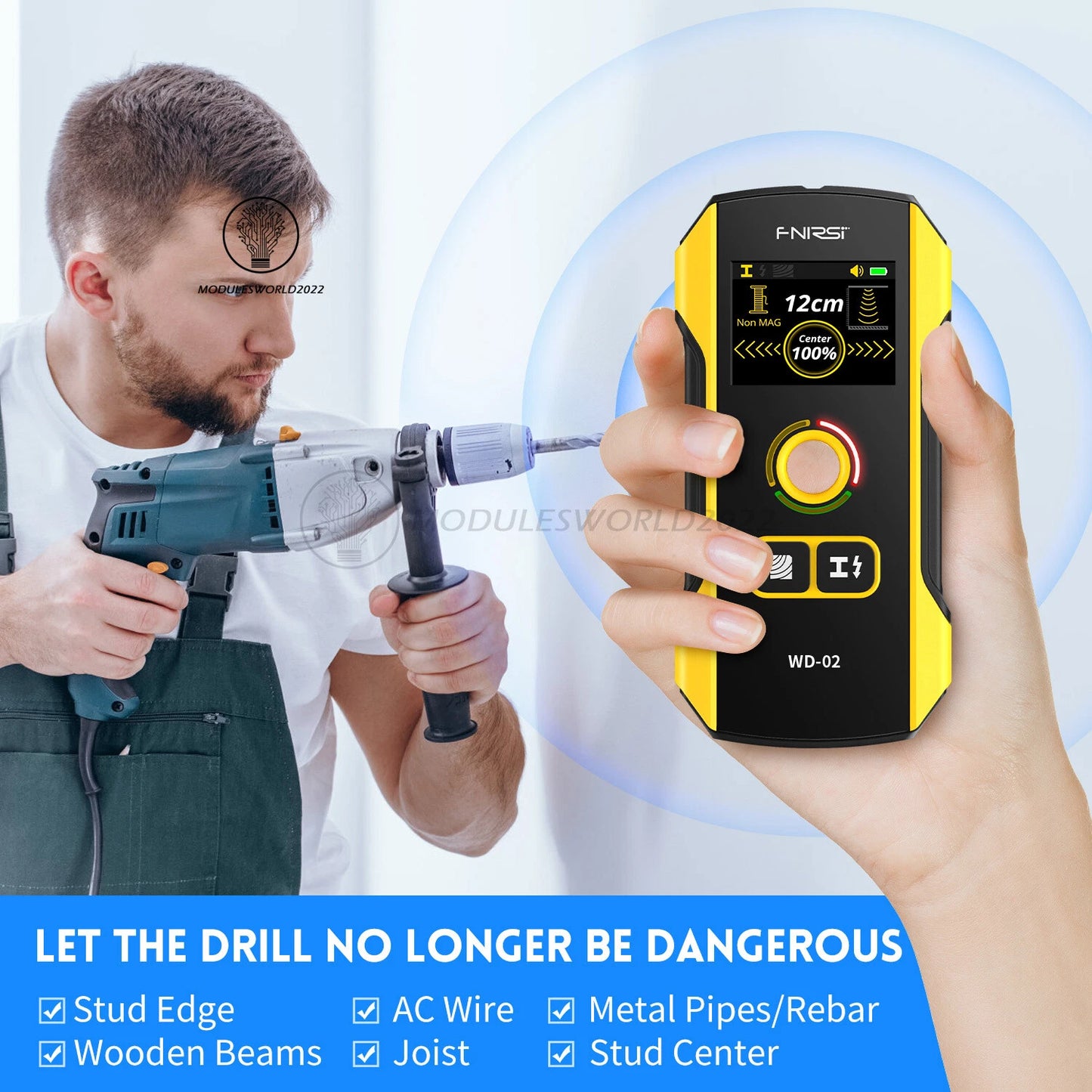 FNIRSI WD-02 Metal Detector & Wall Scanner – Detect AC Live Wires, Metal, and Wood Studs