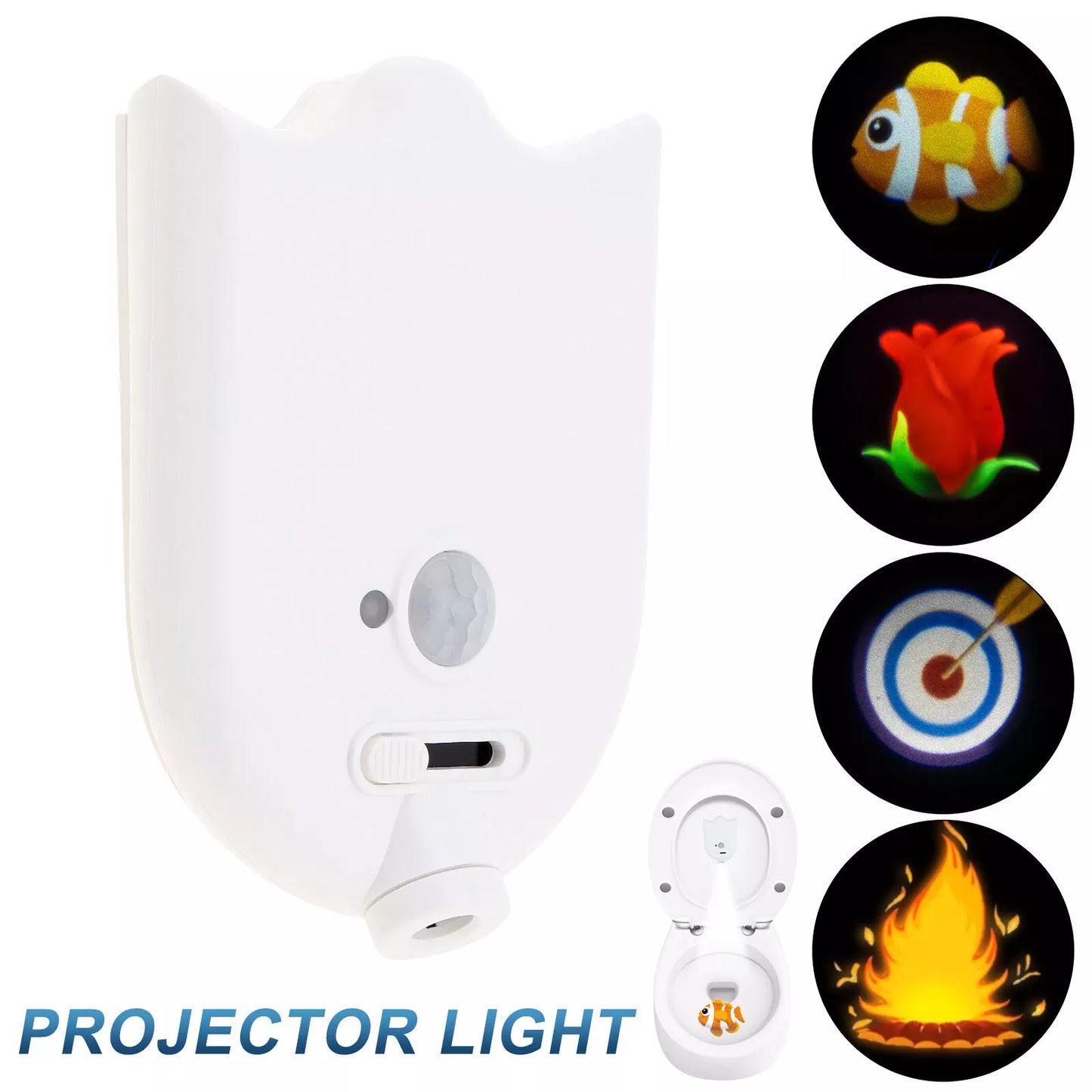 Toilet Night Light LED Motion Activated Sensor Bathroom Lamp Decor Four Pattern