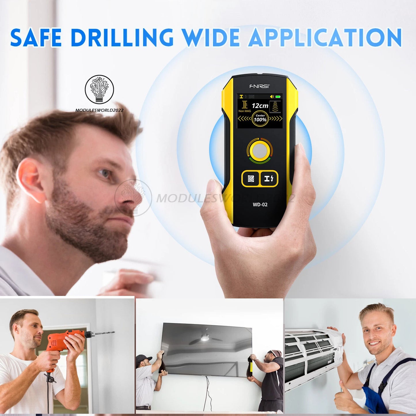 FNIRSI WD-02 Metal Detector & Wall Scanner – Detect AC Live Wires, Metal, and Wood Studs