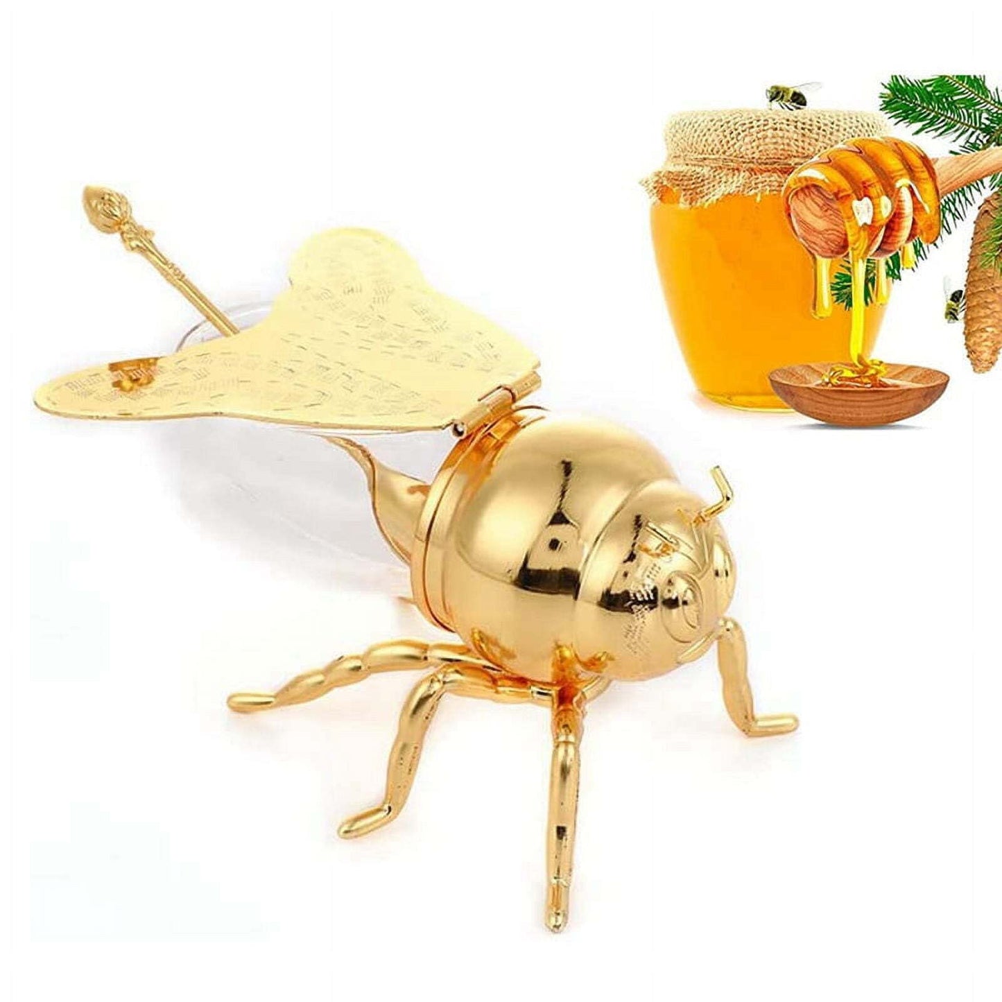 Bee Shaped Honey Jar With Spoon Versatile Novelty Container Condiment Pot Kitche
