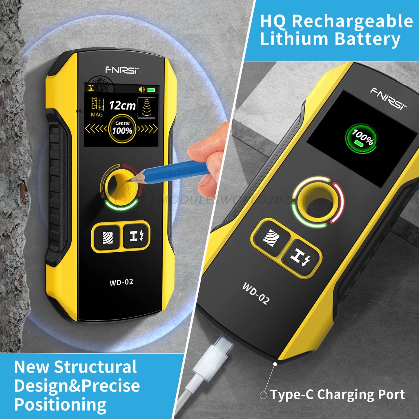 FNIRSI WD-02 Metal Detector & Wall Scanner – Detect AC Live Wires, Metal, and Wood Studs