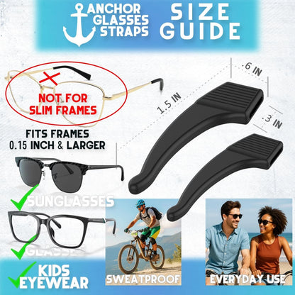 3-Pack Sunglasses Retainer Anti-Slip Glasses Grip Ear Hook Temple Tip Black