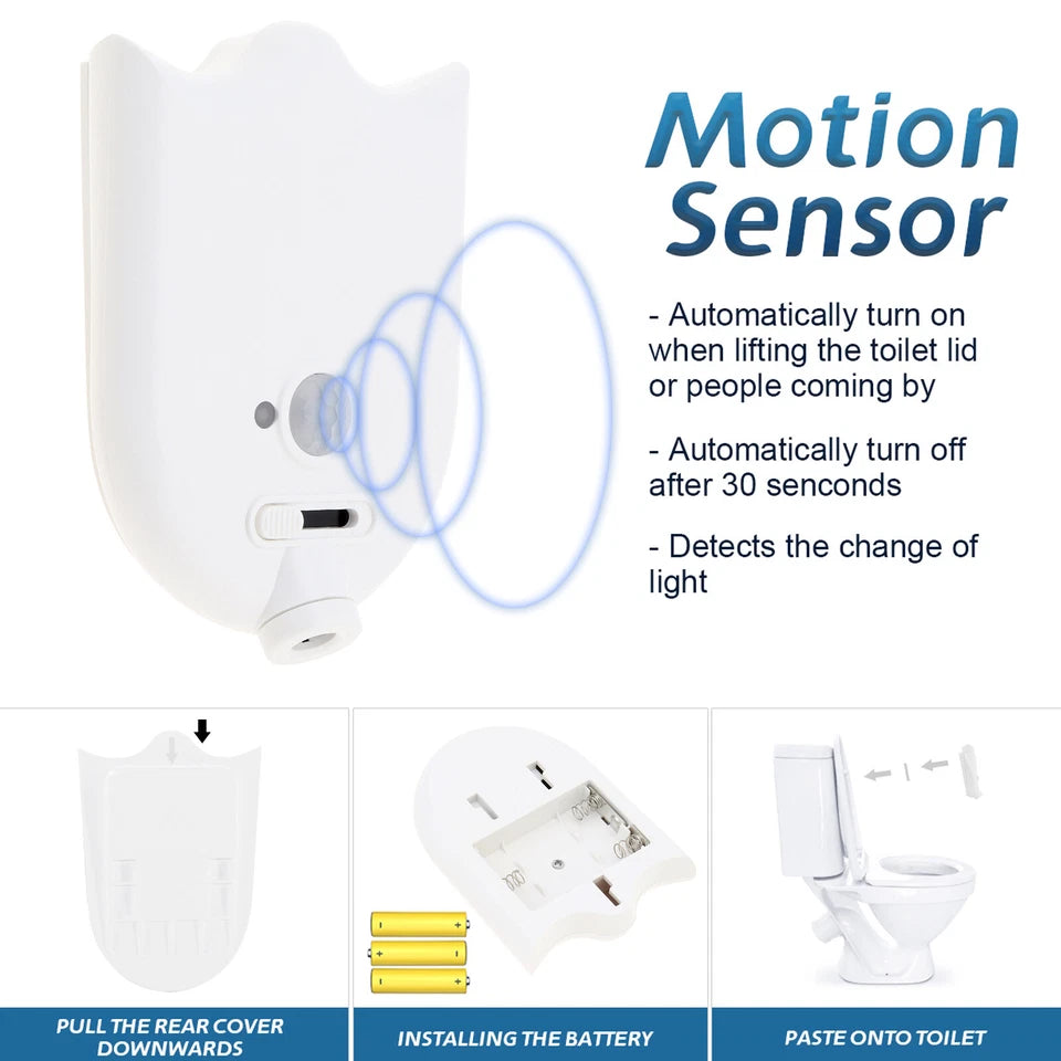 Toilet Night Light LED Motion Activated Sensor Bathroom Lamp Decor Four Pattern