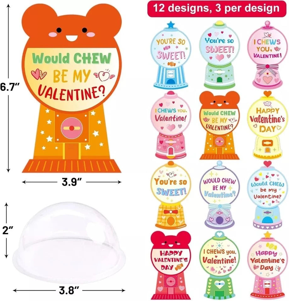 36 Pack Kids Valentines Day Cards Classroom Exchange Gifts DIY Colorful