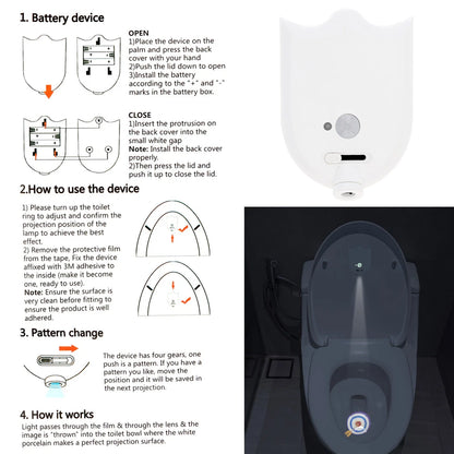 Toilet Night Light LED Motion Activated Sensor Bathroom Lamp Decor Four Pattern