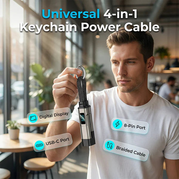 PowerLink 4-in-1 Fast Charging Cable with Digital Display