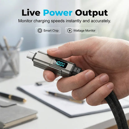 PowerLink 4-in-1 Fast Charging Cable with Digital Display