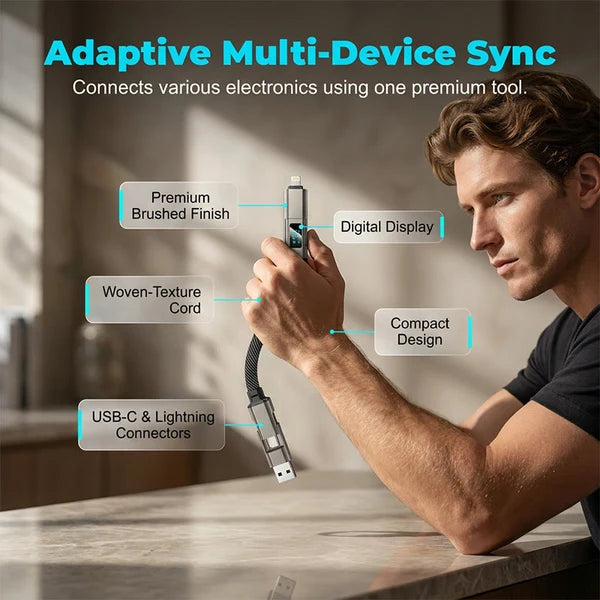 PowerLink 4-in-1 Fast Charging Cable with Digital Display
