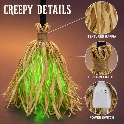 Animated Witch Broom Halloween Decoration with Lights and Sound🧙
