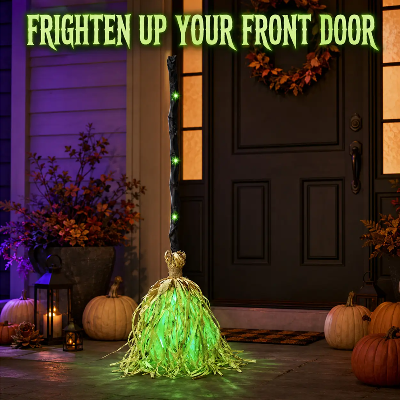 Animated Witch Broom Halloween Decoration with Lights and Sound🧙