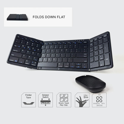 CMD-X Tri-Fold Wireless Keyboard & Slim Mouse Combo