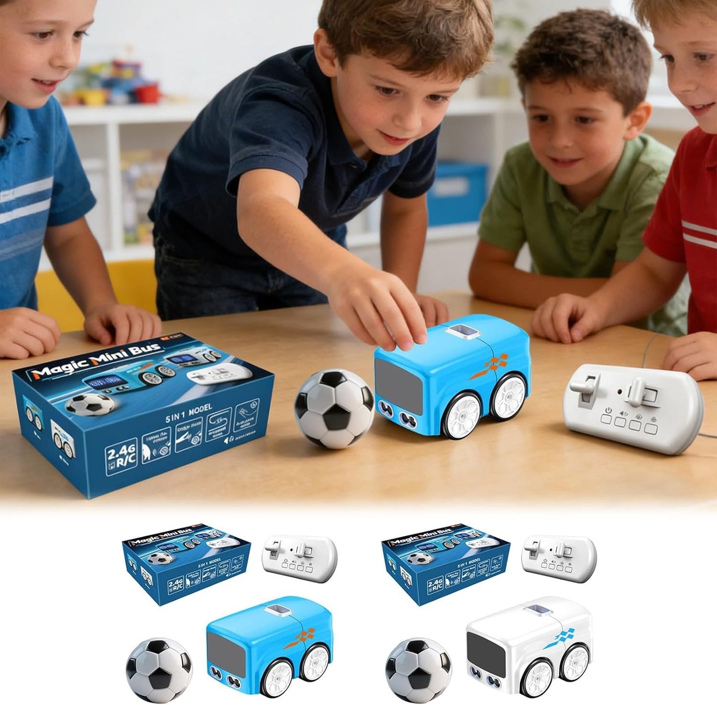 MagicMiniBus RC Mini Bus – Gesture Sensing Follow-Me Cartoon Toy Car